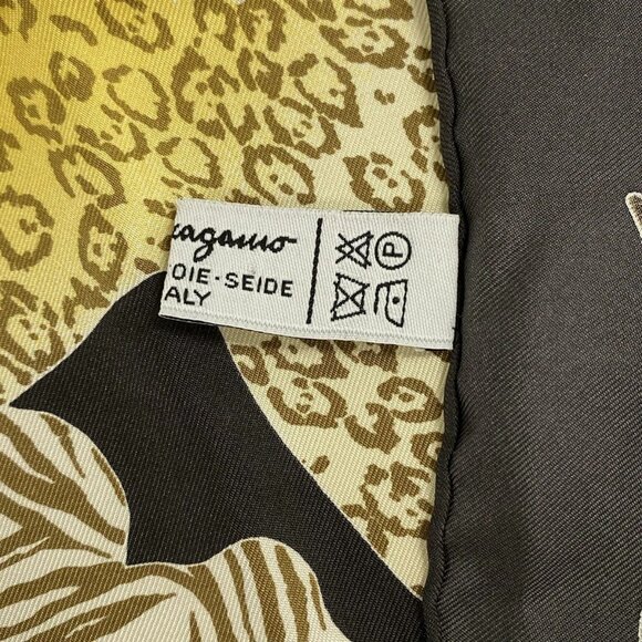 Salvatore Ferragamo - Dark Gray Yellow Multi Silk Scarf - Picture 3 of 4